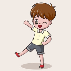 Cute little boy cartoon waving