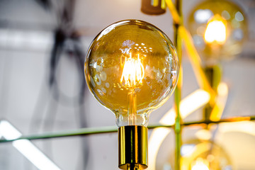 Close-up electric lamp with yellow light