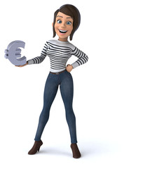 Fun 3D cartoon casual character woman