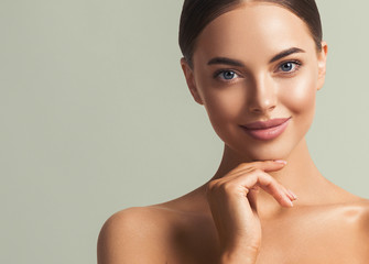 Woman beauty face healthy skin natural make up 