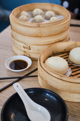 Fresh made steamed dumplings in asian restaurant in melbourne