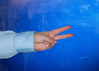 Obraz na płótnie Canvas Frauenhand zeigt eine Gestik als Zeichensprache und Gebärdensprache