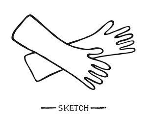 Rubber gloves on a white background in vector