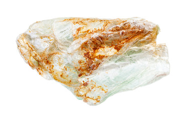 piece of green Talc rock isolated on white