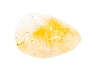 rolled citrine (yellow quartz) gem stone isolated