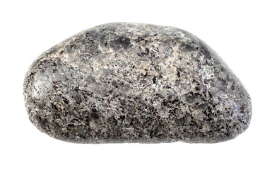 polished peridotite rock isolated on white