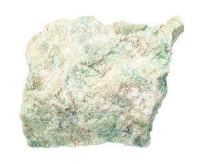 unpolished Listvenite rock isolated on white