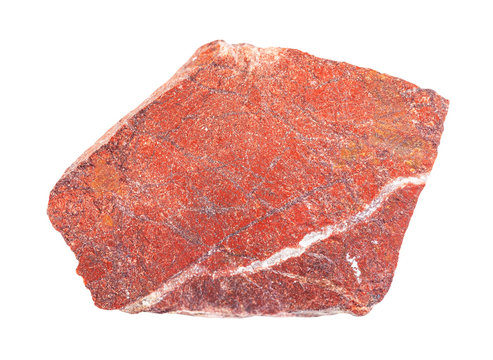 rough red jasper rock isolated on white