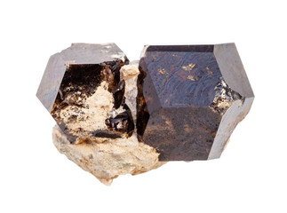 raw Andradite garnet crystals isolated on white