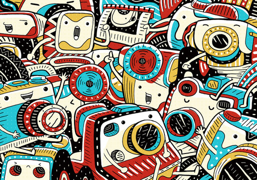 Illustration of vintage camera with flat design style.