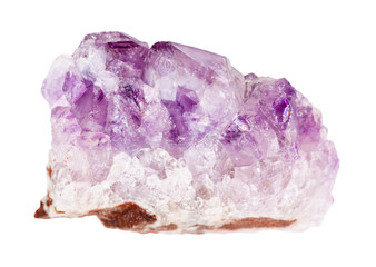 raw druse of Amethyst rock isolated on white