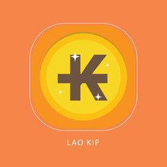 Obraz premium Lao kip currency symbol on gold coin flat style