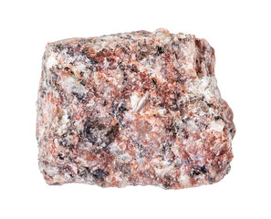 rough red Granite rock isolated on white