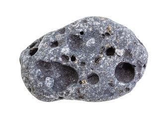 tumbled gray Pumice rock isolated on white