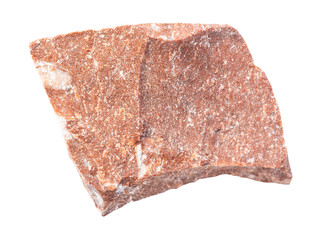 unpolished red marble rock isolated on white