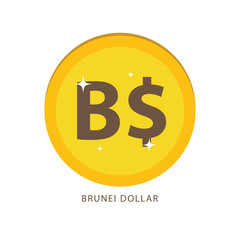 gold Brunei coin icon with white background