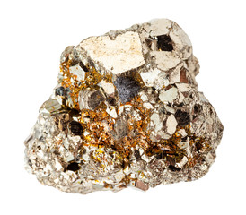 rough crystalline Pyrite rock isolated