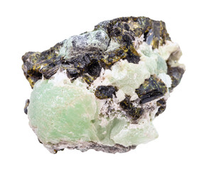 rough Prehnite in Epidote crystals isolated