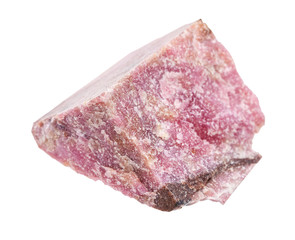 raw Rhodonite rock isolated on white