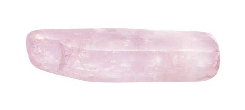 polished Kunzite (Spodumene) gemstone isolated