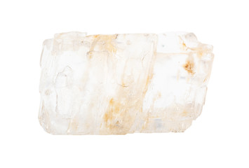 raw Petalite (castorite) crystal isolated on white