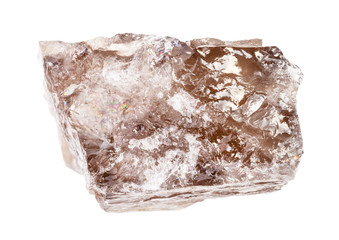 raw smoky quartz rock isolated on white