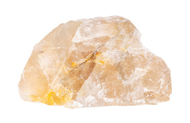 raw yellow Fluorite (fluorspar) rock isolated
