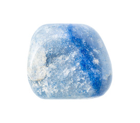 tumbled blue agate (quartz) gem stone isolated