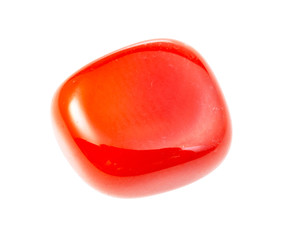 polished Cornelian gemstone isolated on white