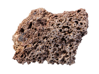 rough brown Pumice rock isolated on white