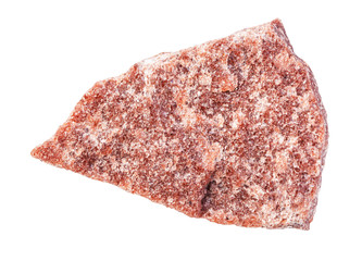 unpolished red Quartzite rock isolated on white