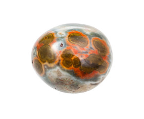 Orbicular jasper gem stone isolated on white