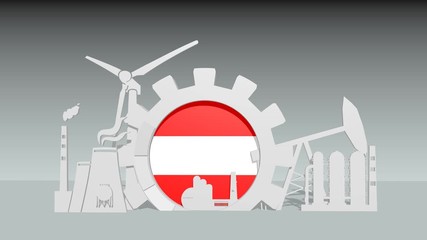 Energy and power industrial concept. Gear with flag of the Austria. Energy generation and heavy industry. 3D rendering. - Powered by Adobe