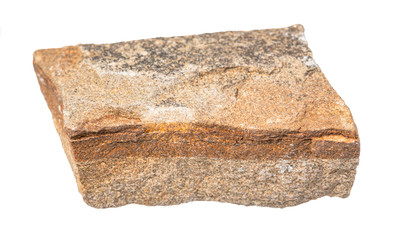 rough polymictic sandstone rock isolated on white