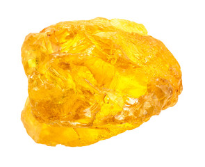 single Sulphur (Sulfur) nugget isolated on white