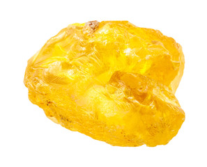 rough Sulphur (Sulfur) nugget isolated on white