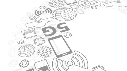 Mobile gadgets technology concept animation. Circle frame with technology thin line icons. 5G Network Symbol. Flag of the Belgium - Powered by Adobe