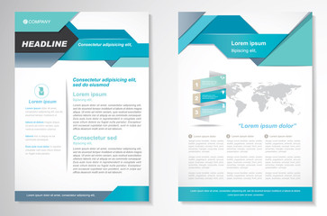 Template vector design for Brochure, AnnualReport, Magazine, Poster, Corporate Presentation, Portfolio, Flyer, infographic, layout modern with blue color size A4, Front and back, Easy to use and edit.