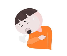 Cartoon Portrait Vector on isolate background.Men ill with asthma