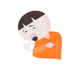 Cartoon Portrait Vector on isolate background.Men ill with asthma