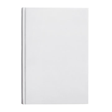 Blank White Hard Cover Closed Book, Isolated On White Background