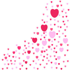Hearts background vector, red and pink heart on white background.