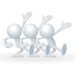 Three cute little yellow Sim man welcome you to the grand opening presentation