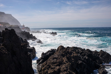 Coastline in Porto Moniz on Madeira Island. Portugal