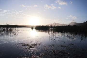sunset over the lake