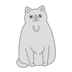 Cute fat gray cat. Illustration