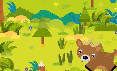 Obraz na płótnie Canvas cartoon forest scene with wild animal illustration for children