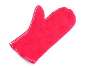 red mitten on a white background