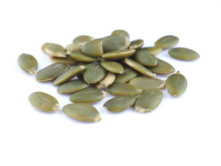 pumpkin seeds on a white background