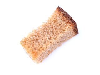 pieces of dried bread on a white background